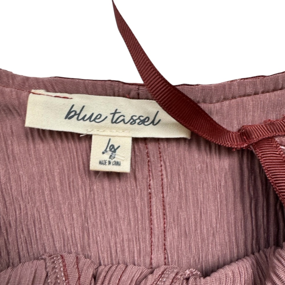 Anthro Blue Tassel Corset Seamed Cami Top Crushed Velvet Spaghetti Straps Large - Picture 8 of 12